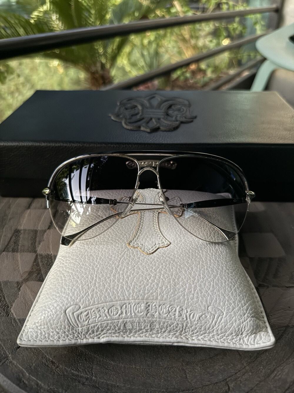 Chrome Hearts SPANKED Sunglasses Silver Black Rare Vintage Discontinued Aviator